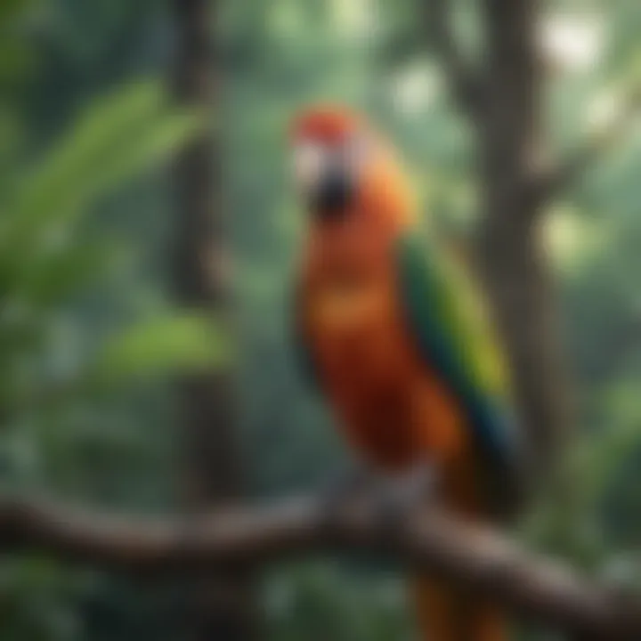 Colorful parrot perched on a branch