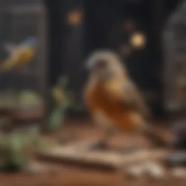 Cognitive Engagement Through Puzzle Toy Bird interacting with a puzzle toy