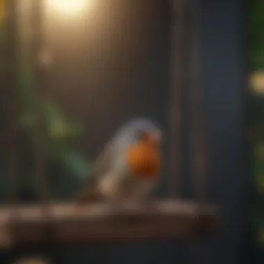 Joyful Bird on a Swing Bird playing with a swing in its cage