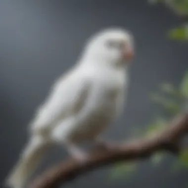 A striking white parakeet perched gracefully on a branch