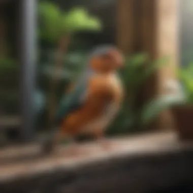 A serene aviary showcasing different bird species