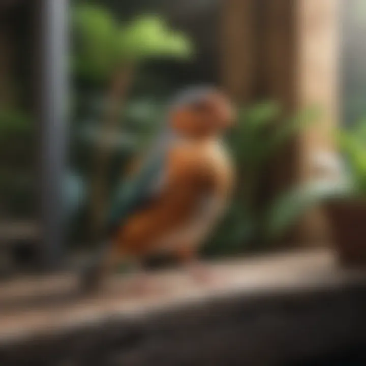 A serene aviary showcasing different bird species