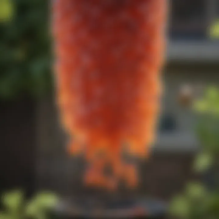 Close-up of grape jelly in a bird feeder