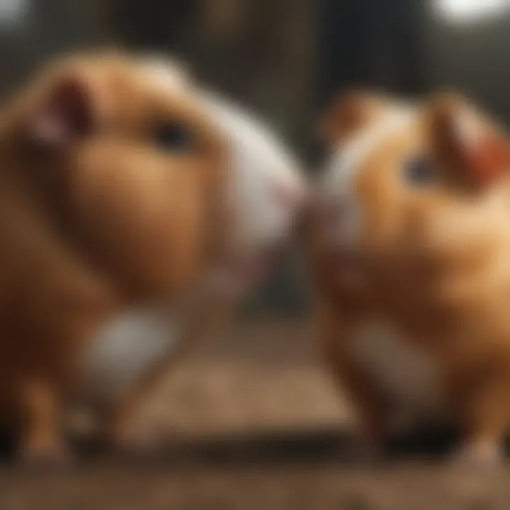 Two guinea pigs interacting and bonding