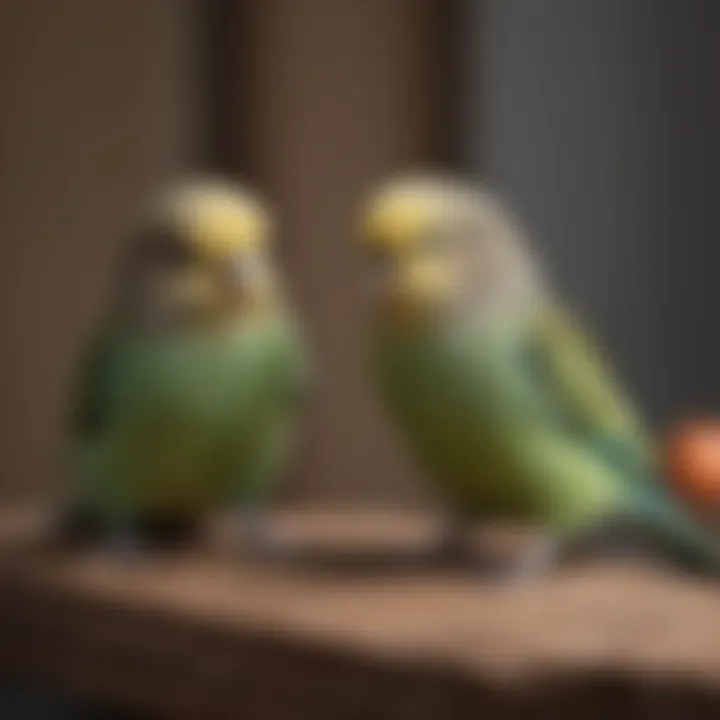 An owner observing a budgerigar displaying body language, emphasizing communication.