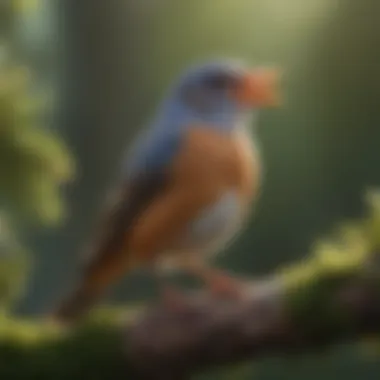 Bird Vocalization in Nature A close-up of a bird perched on a branch, singing its unique call.