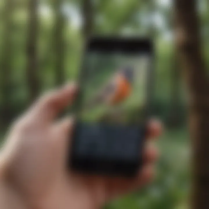 A person using a smartphone app to identify bird calls