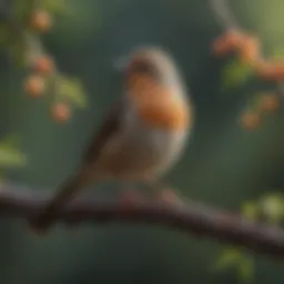 Bird perched on a branch emitting a song
