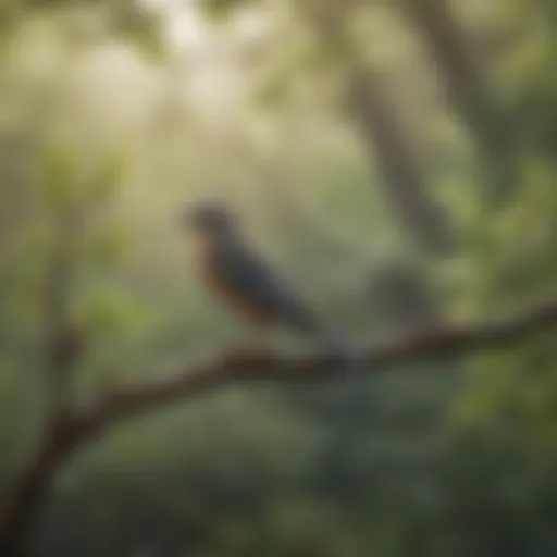 A serene landscape with a bird perched on a branch, symbolizing hope and reunification.