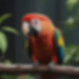 Colorful parrot perched on a branch, showcasing its vibrant feathers.