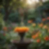 A diverse array of nectar feeders in a garden setting attracting various bird species