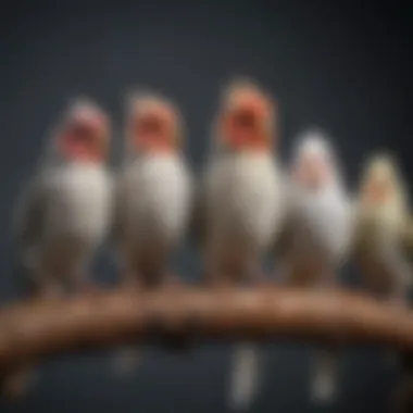 Various sizes of perches for cockatiels displayed together