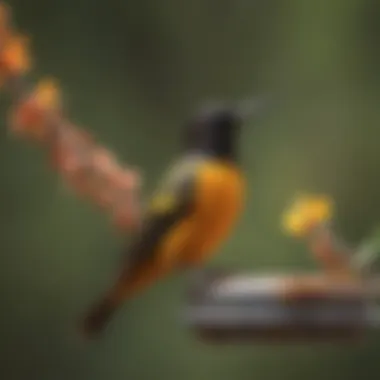 Behavioral patterns of orioles and hummingbirds at feeders