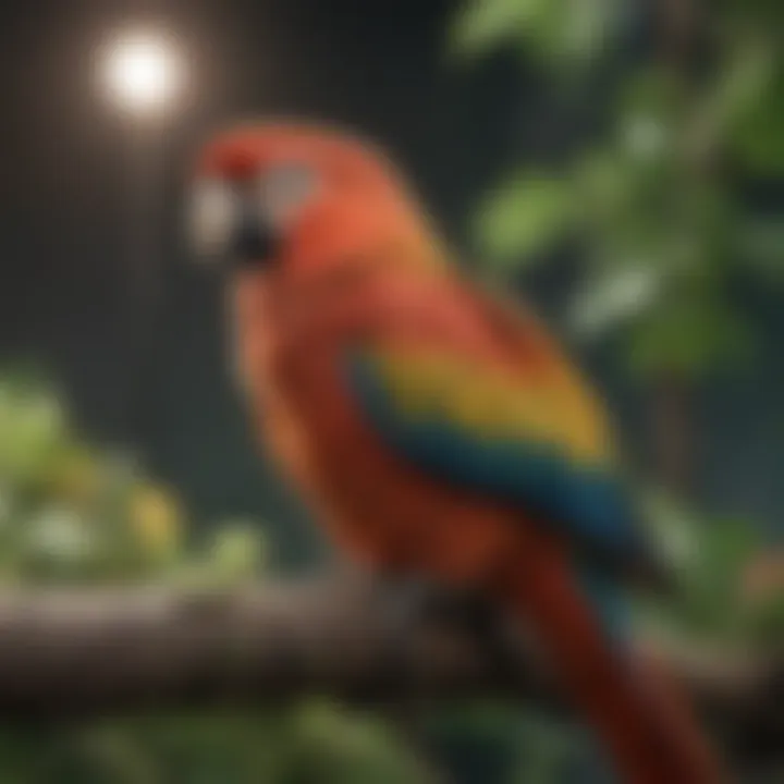 Vibrant parrot perched on a branch