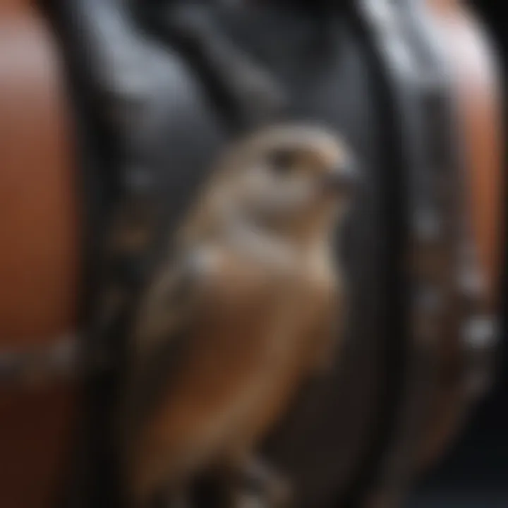 Close-up of various materials used in bird harnesses