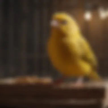 Close-up of a canary singing in its cage