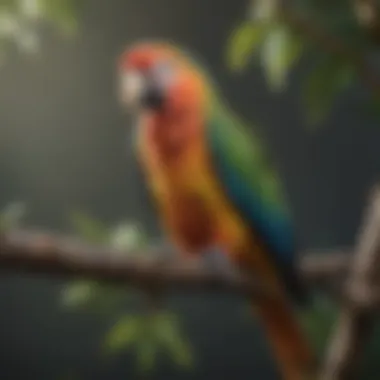 A vibrant parrot perched on a branch