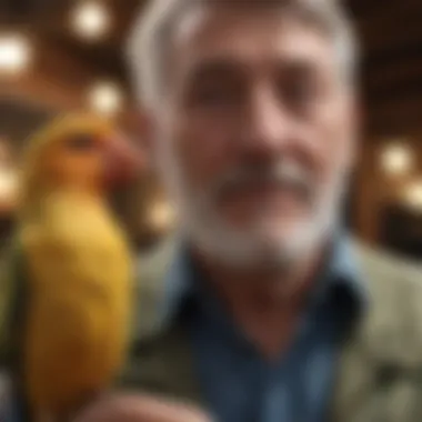 A joyful moment between owner and their speaking bird