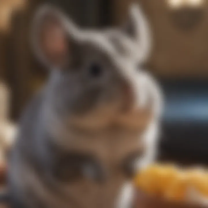 Chinchilla interacting with its owner