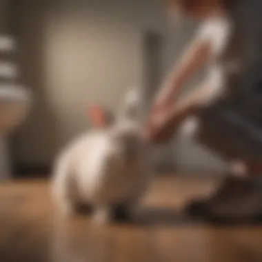 Owner interacting with a trained bunny