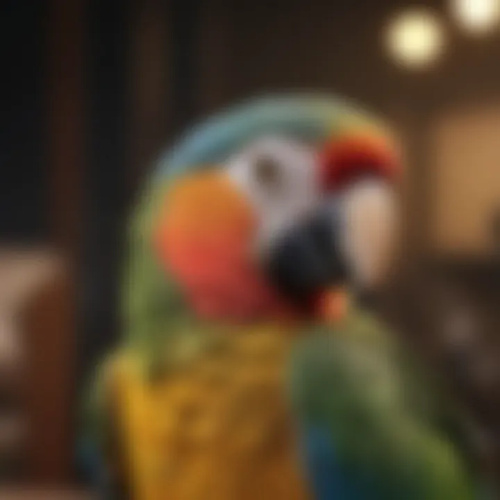 Person interacting with a parrot during playtime