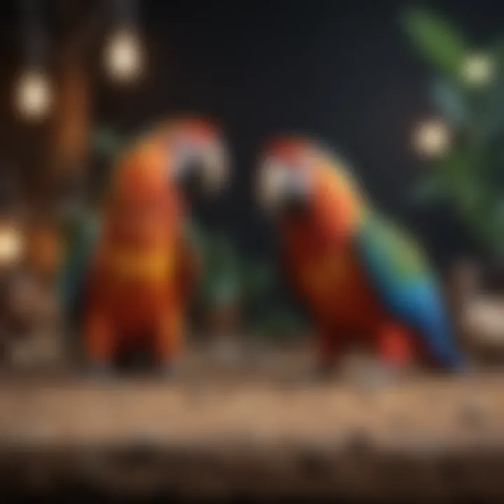 Close-up of durable macaw toys showcasing texture