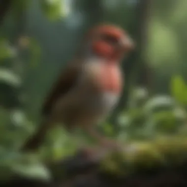 An elegant finch amidst lush greenery, representing its natural habitat.