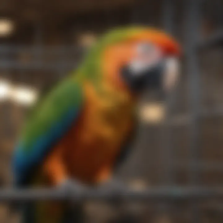 Well-designed macaw cage with enrichment features