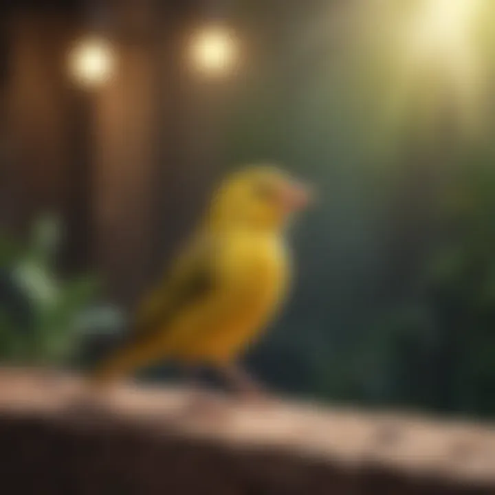 An elegant canary singing in a beautiful setting