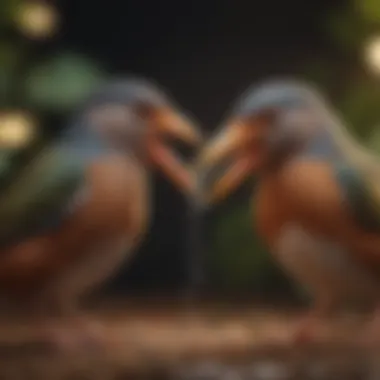 A male bird performing a bobbing display during courtship