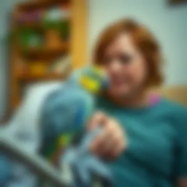 Strengthening Bonds between Caregiver and Bird Pet owner interacting lovingly with a bird