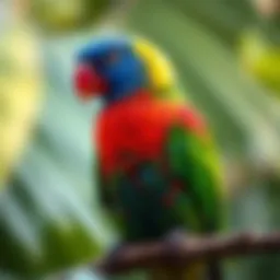 A vibrant Conyard Parrot perched on a branch, showcasing its colorful feathers.