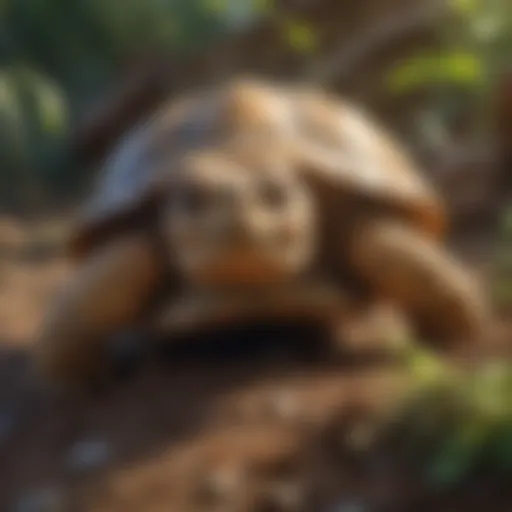 Adult sulcata tortoise in a natural habitat