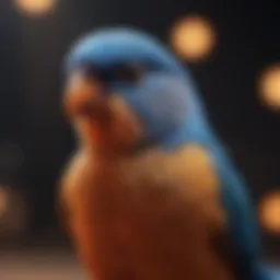 A vibrant pet bird basking under UV light