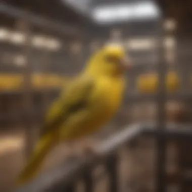 Canary bird in a spacious aviary environment