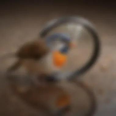 Mental Engagement Through Reflections A close-up of a bird’s eye, reflecting a mirror in the background, symbolizing mental engagement.