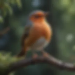 A vibrant bird perched on a branch singing melodiously