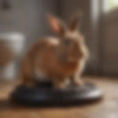 Rabbit responding positively to training cues