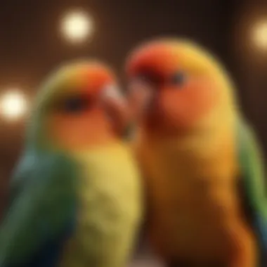 A charming lovebird snuggling with its partner