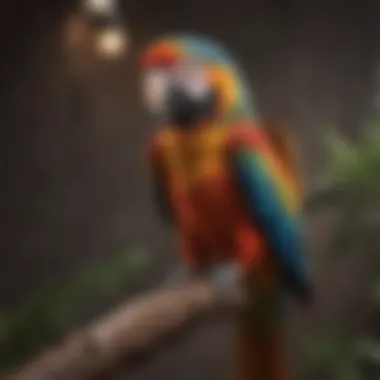 An exotic macaw showcasing its vibrant feathers