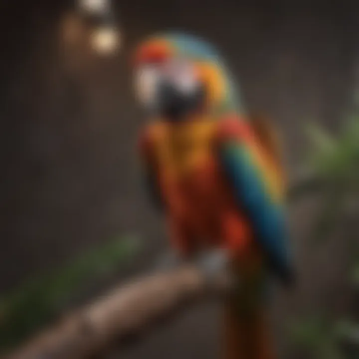 An exotic macaw showcasing its vibrant feathers