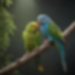 Vibrant parakeet perched on a branch