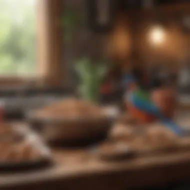 Assorted bird foods arranged on a table