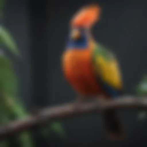 Colorful exotic bird perched on a branch