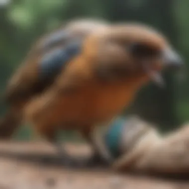 Bird receiving first aid treatment