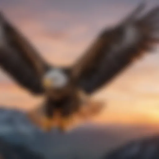 A majestic eagle soaring in the sky, showcasing its wingspan and sharp vision