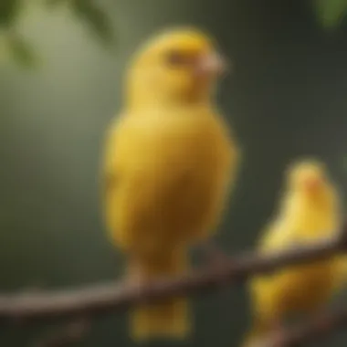 A vibrant canary perched on a branch, showcasing its bright yellow feathers and cheerful demeanor.