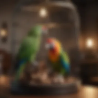 Luxurious birdcage setup for a parrot