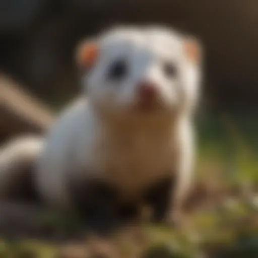 A serene ferret in a natural setting, showcasing its playful nature.