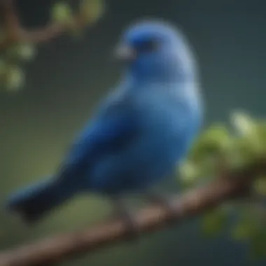 A vibrant little blue pet bird perched on a branch, showcasing its stunning plumage and playful demeanor.